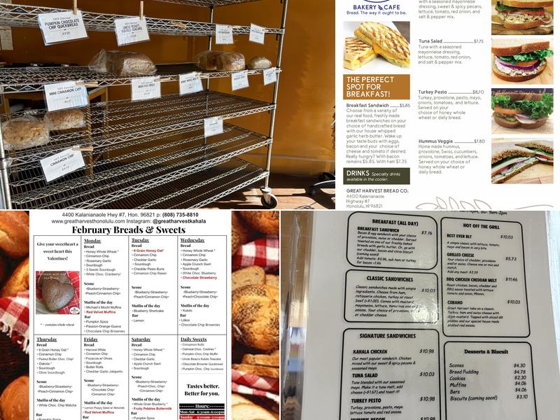 Great Harvest Bread Co Honolulu Menu