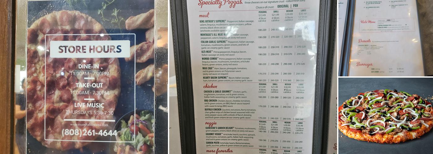 Round Table Pizza Menu