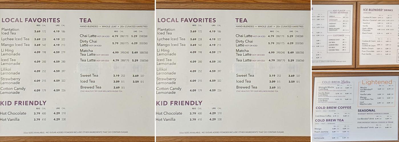 The Coffee Bean & Tea Leaf Kailua Menu