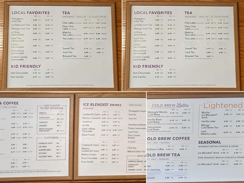 The Coffee Bean & Tea Leaf Kailua Menu