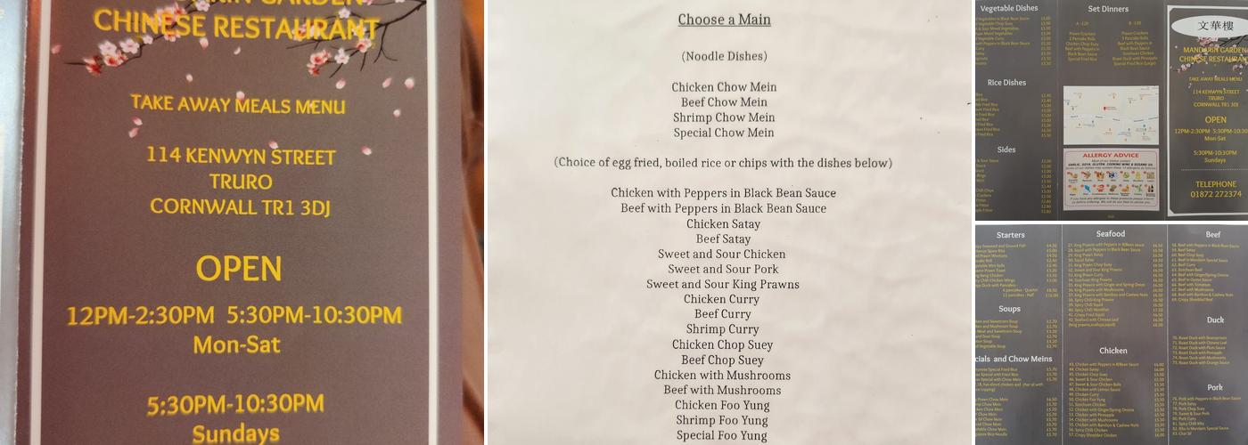 Mandarin Garden Chinese Restaurant Menu