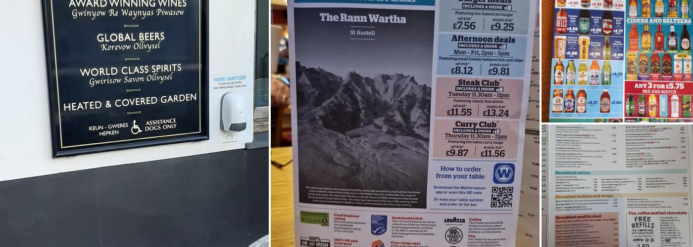 The Rann Wartha - JD Wetherspoon Menu