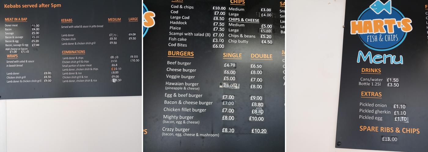 HART`S FISH n CHIPS & KEBAB Menu