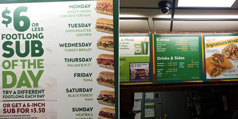Subway Menu