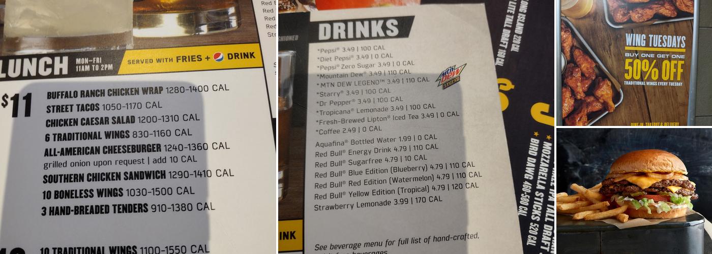 Buffalo Wild Wings Menu
