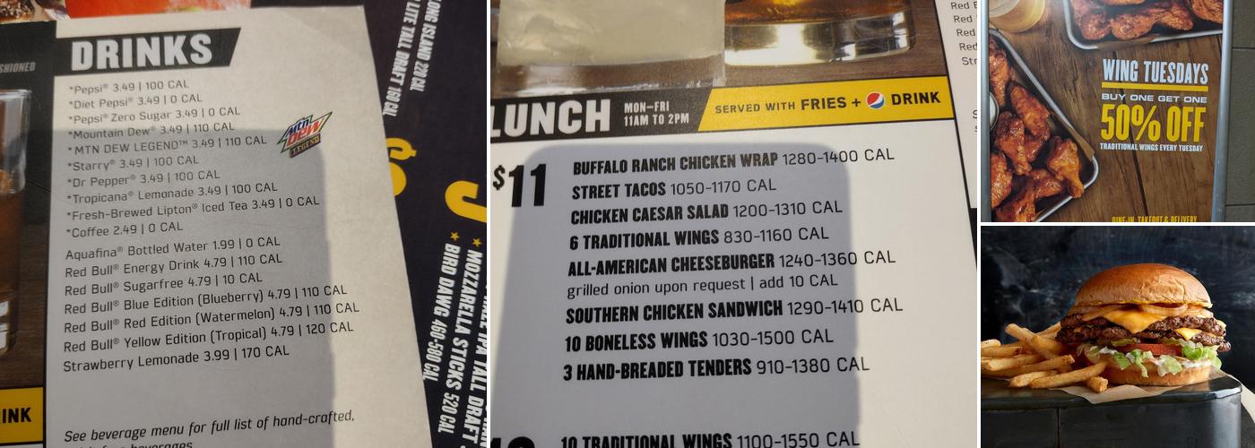 Buffalo Wild Wings Menu