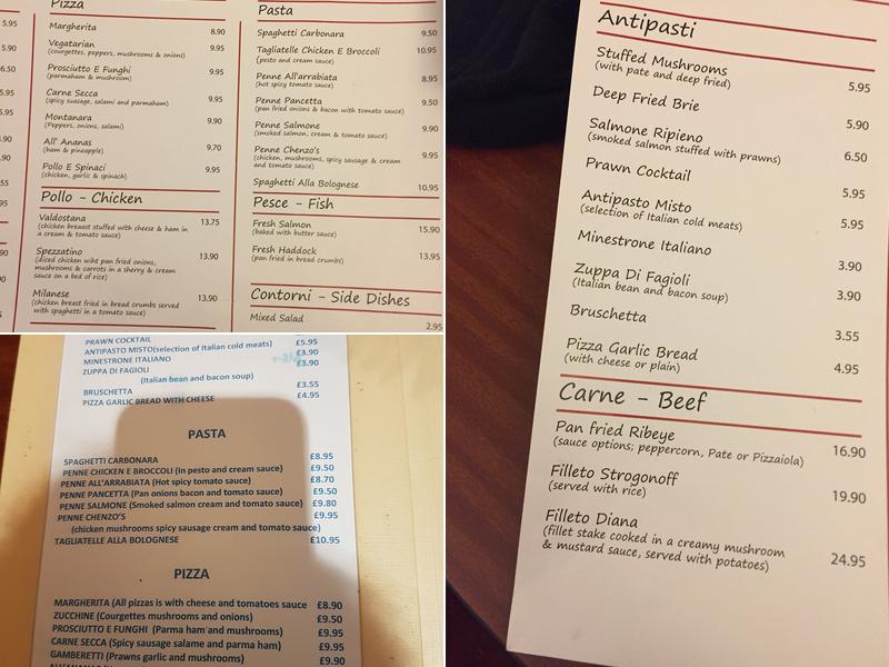 Chenzo's Restaurant Menu
