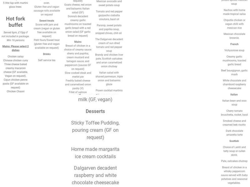 Dalgarven House Menu