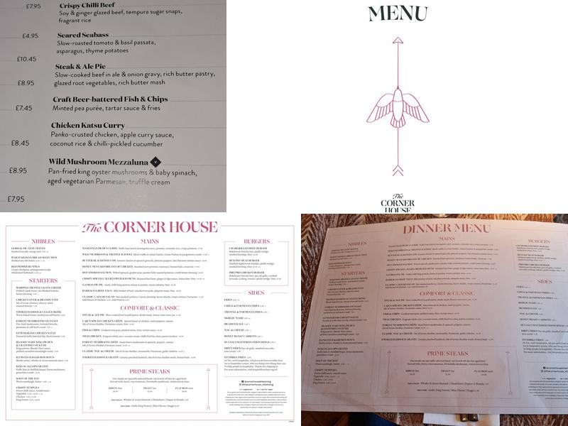 The Corner House Menu