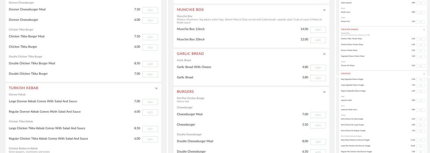 Redstone Chip Shop Menu