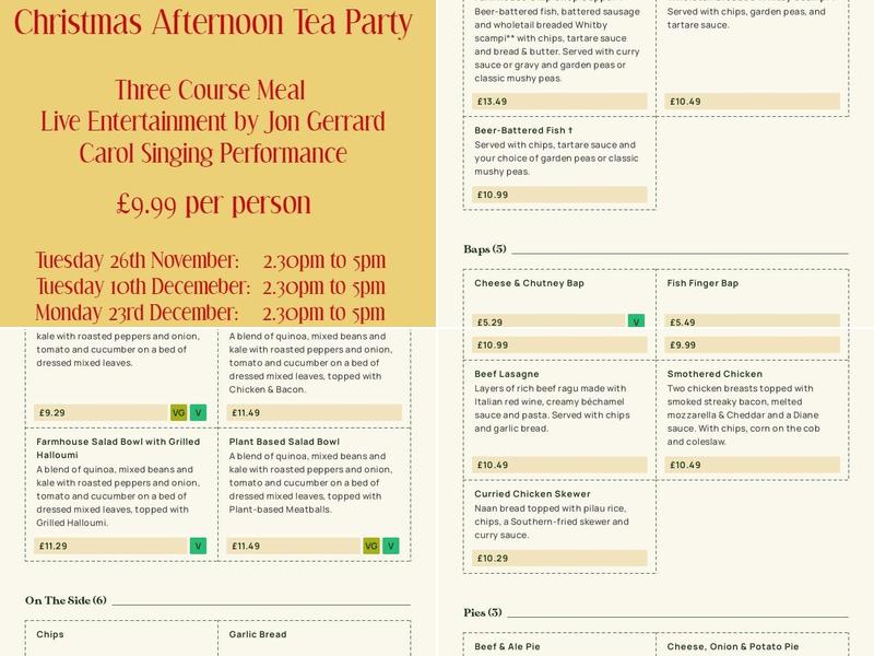 Red Burn Farm - Dining & Carvery Menu