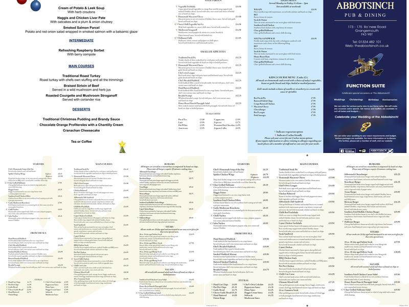 The Abbotsinch ltd Menu