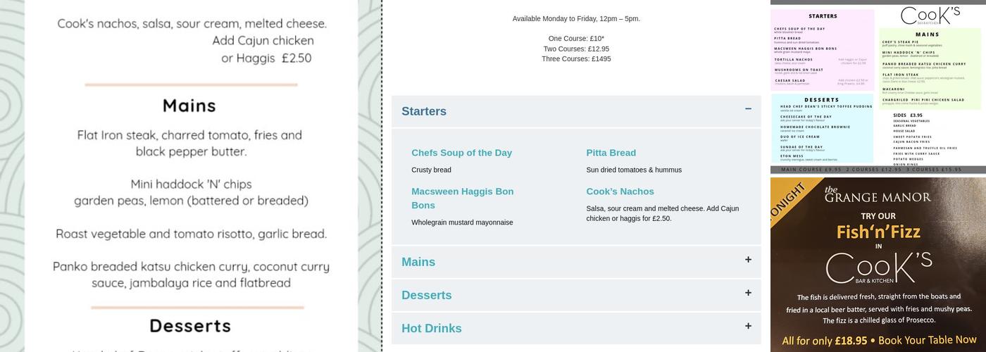 Cook's Bar & Kitchen Menu