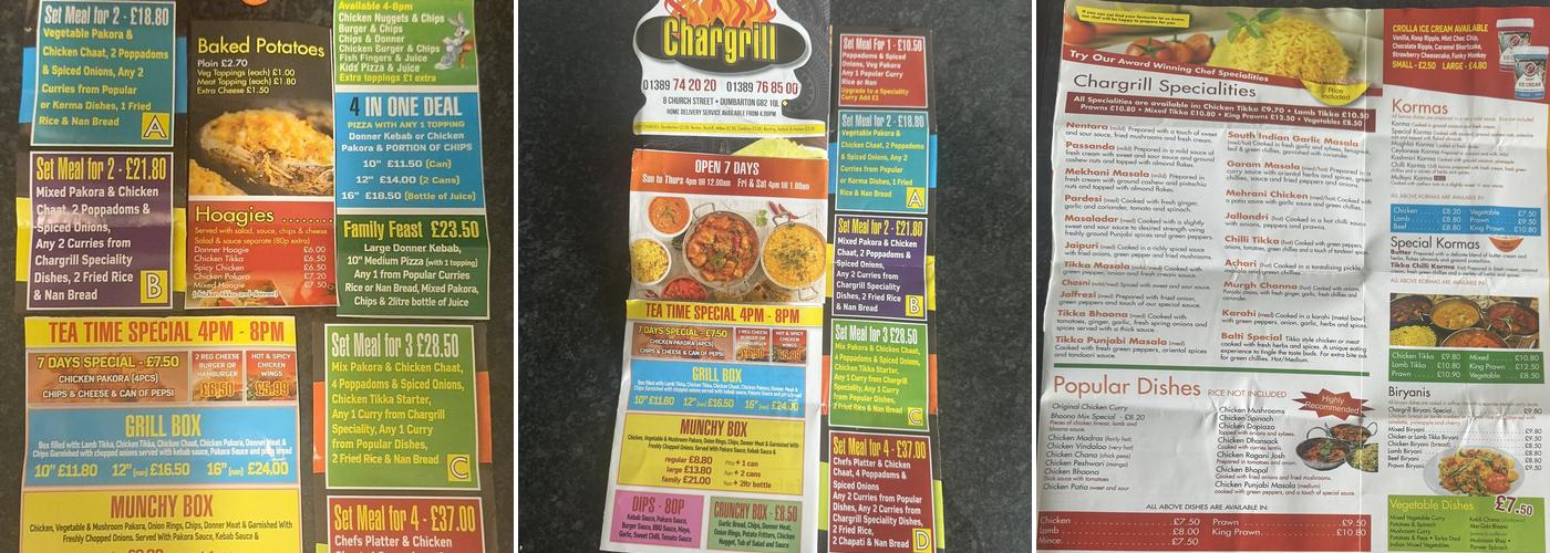 Chargrill Menu
