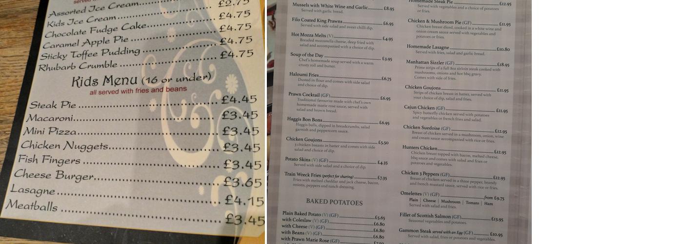 The Glencairn Lounge Menu