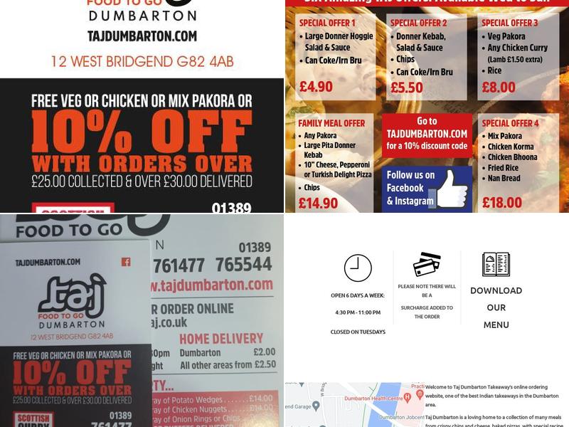 Taj Dumbarton Takeaway Menu