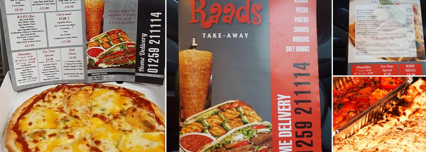 Raads Takeaway Menu