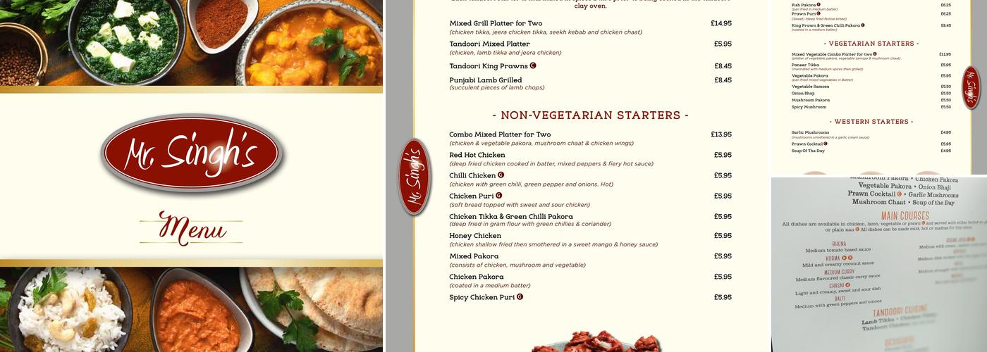 Mr Singhs Menu
