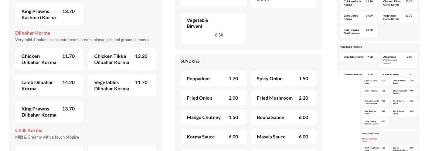 Spice Fusion Menu
