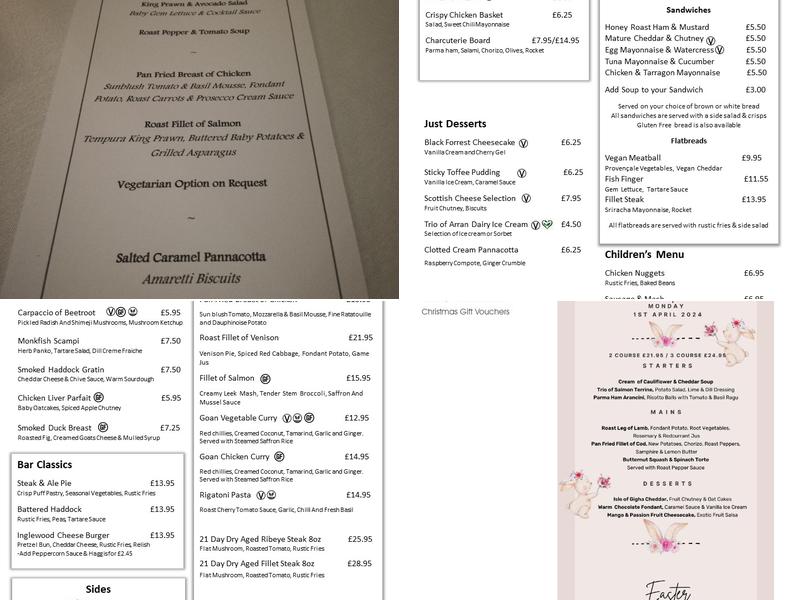 Inglewood House & Spa Menu