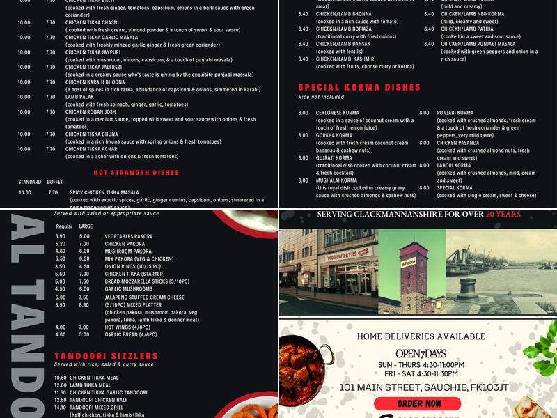 Royal Tandoori Menu