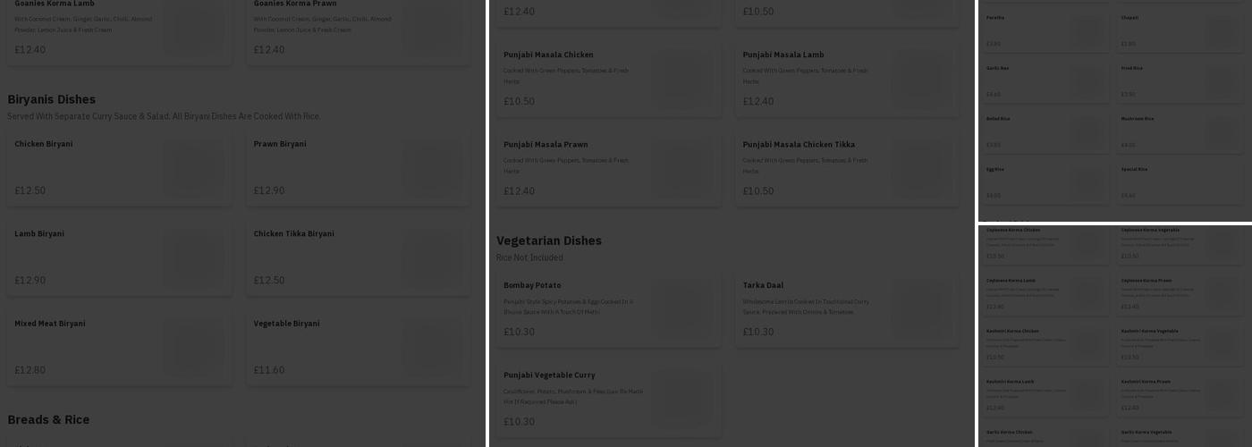 Tartan Tikka Tikka Takeaway Menu