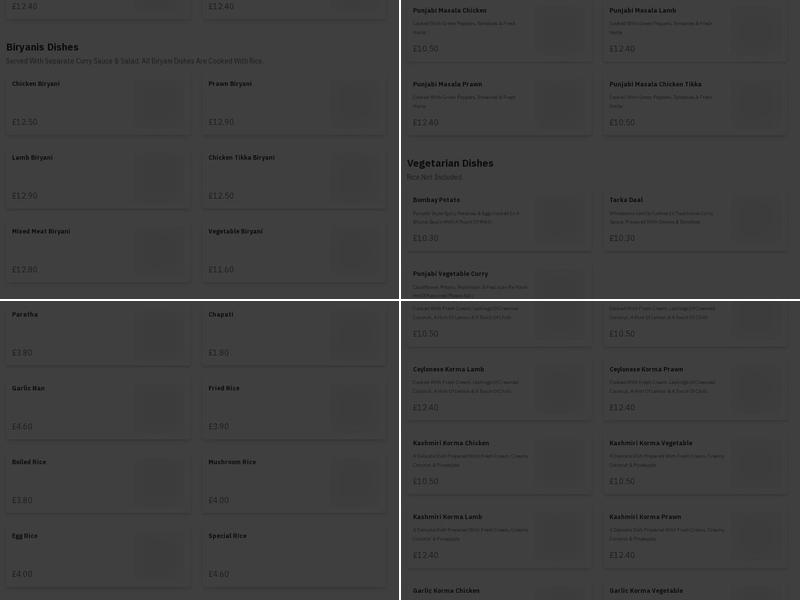 Tartan Tikka Tikka Takeaway Menu