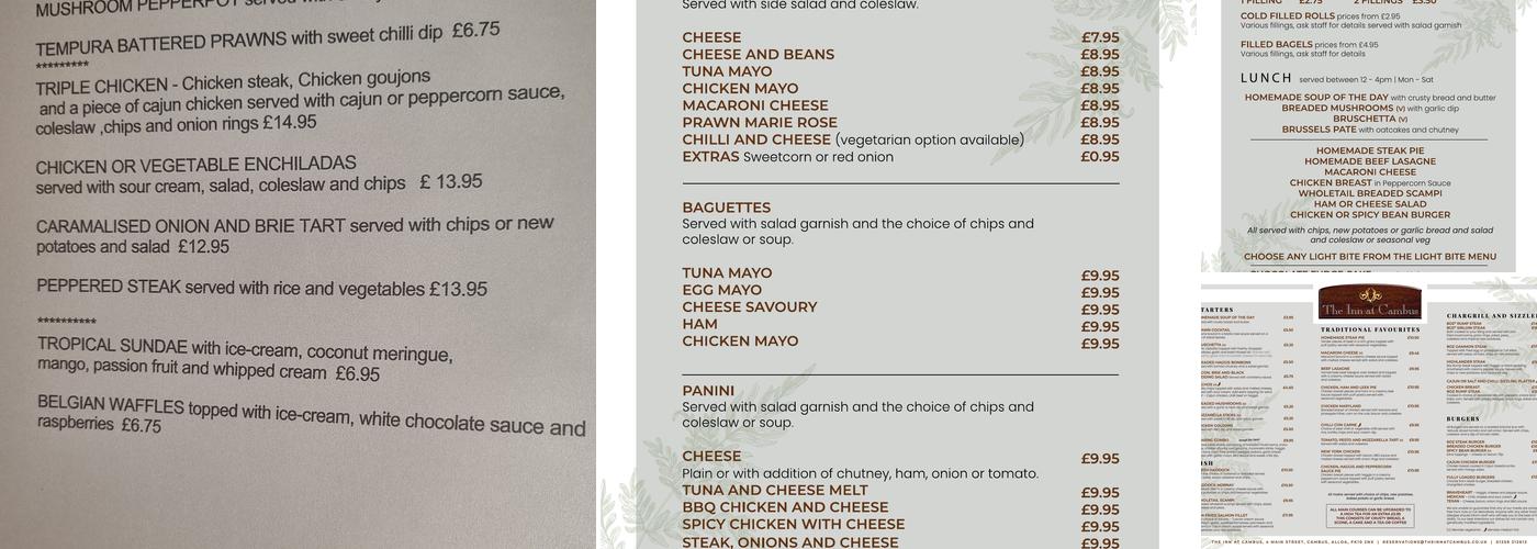 The Inn At Cambus Menu