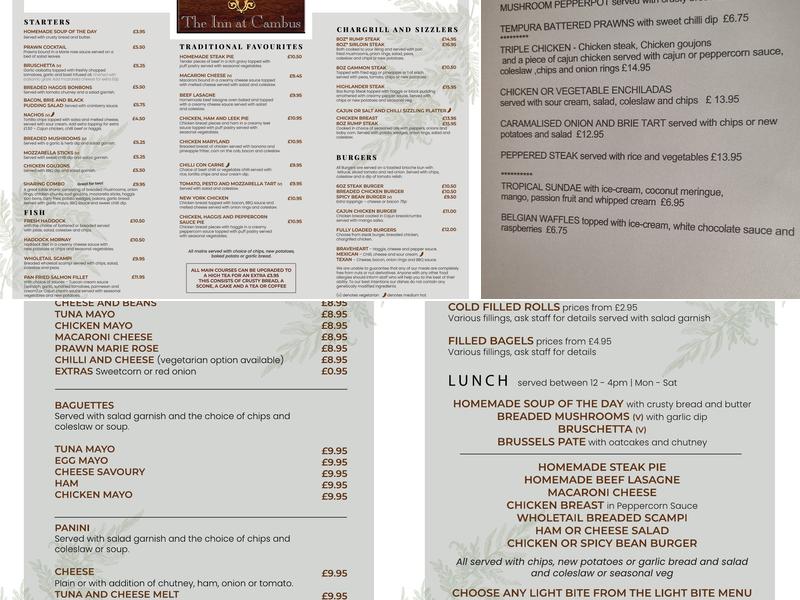 The Inn At Cambus Menu