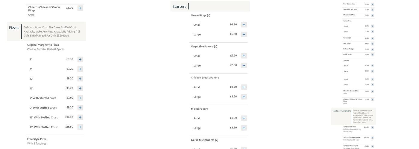 Four in One - Bathgate Menu