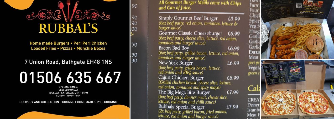 Rubbals Takeaway Menu