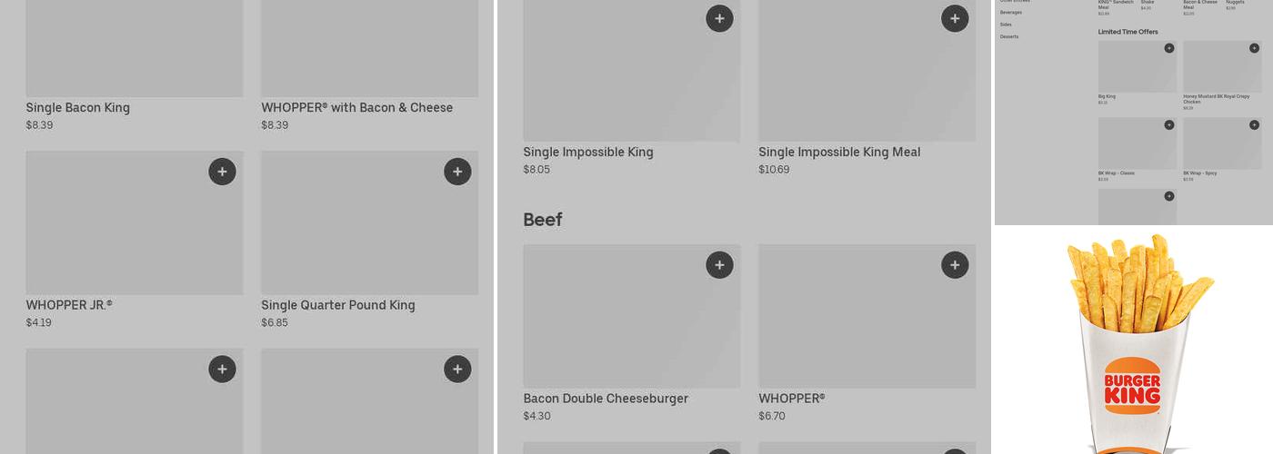 Burger King Menu