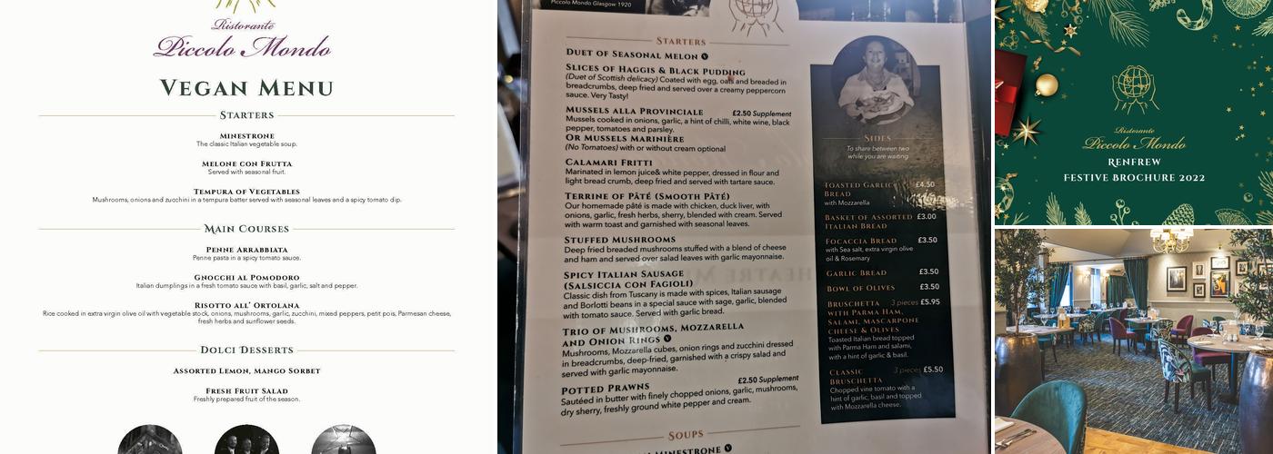 Piccolo Mondo Renfrew Menu