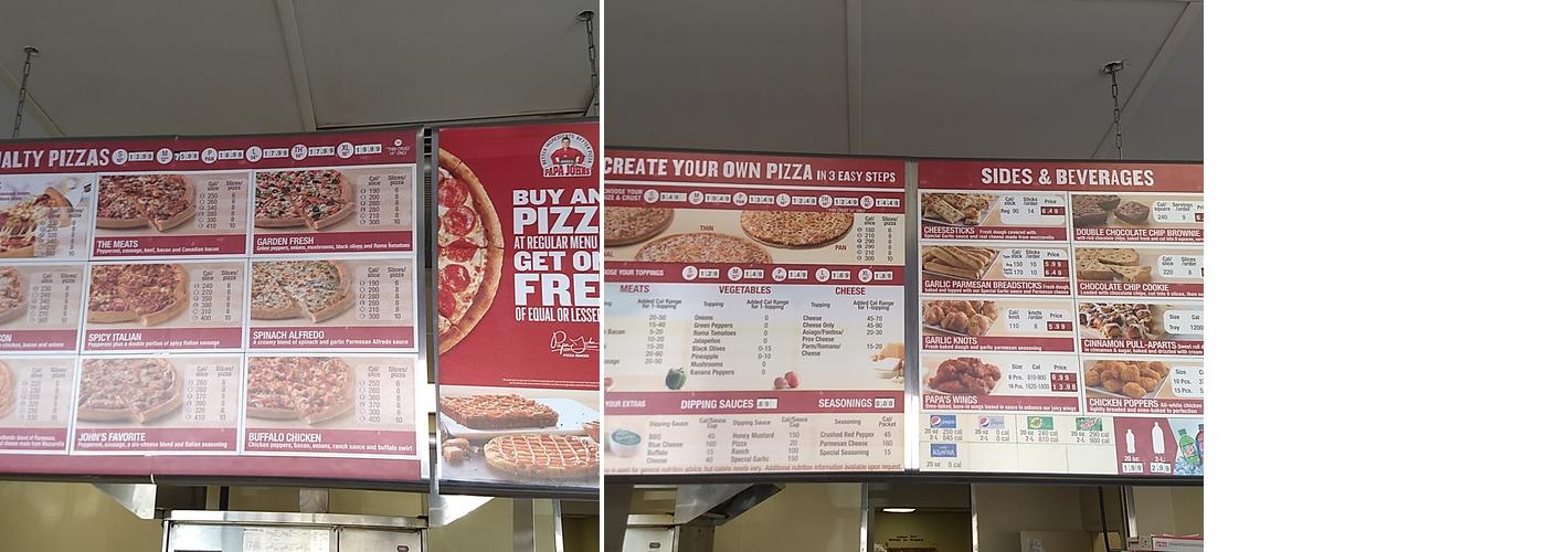 Papa Johns Pizza Menu