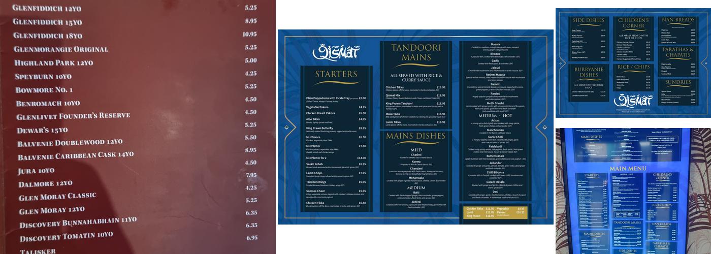 Qismat Elgin Indian Cuisine Menu