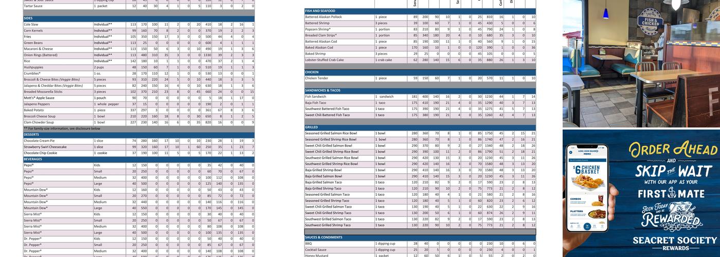 Long John Silver's Menu