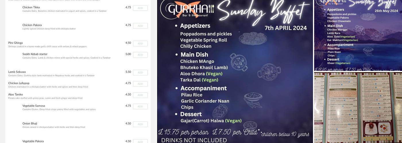 Gurkha Bar & Restaurant Menu