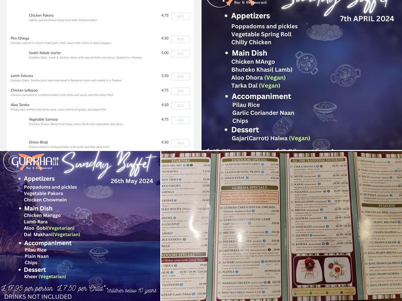 Gurkha Bar & Restaurant Menu
