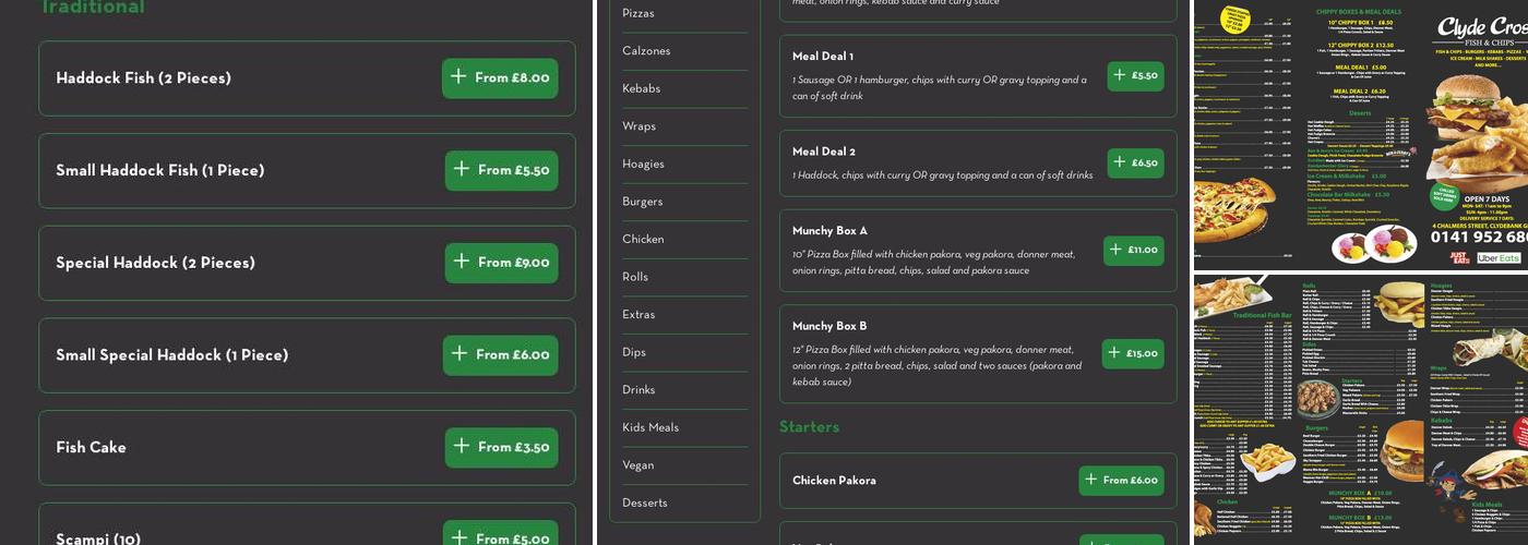 Clyde Cross Fish & Chip Shop Menu
