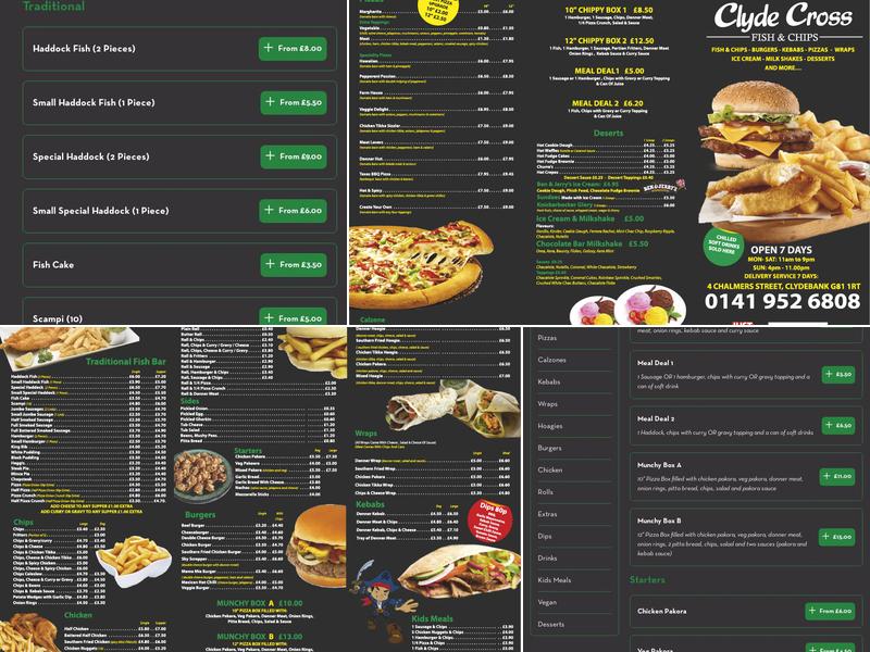 Clyde Cross Fish & Chip Shop Menu