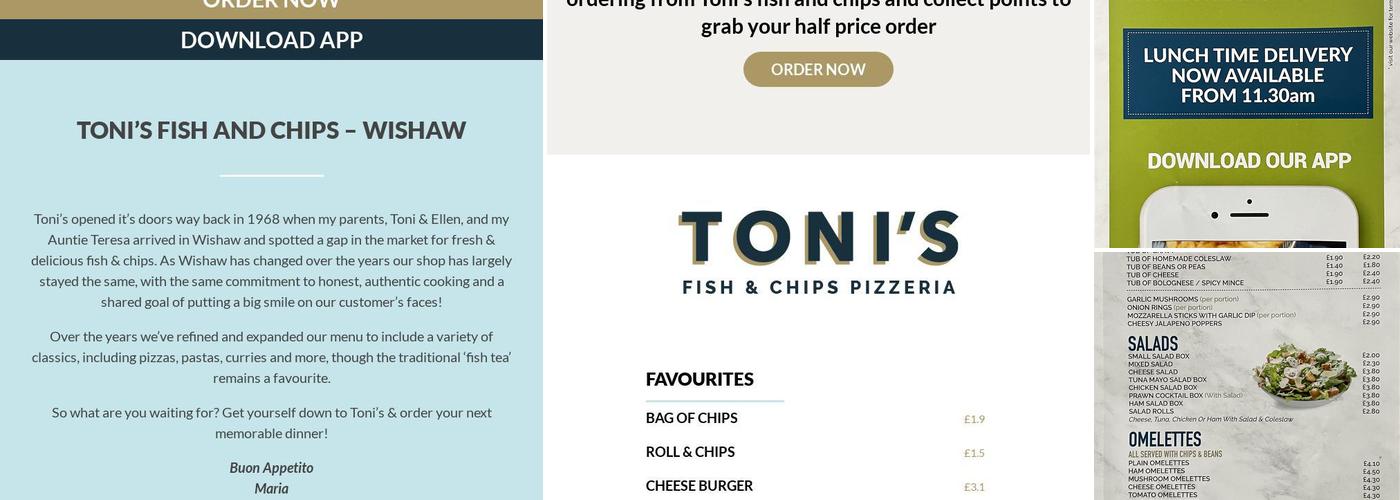 Toni's Fish and Chips - Wishaw Menu