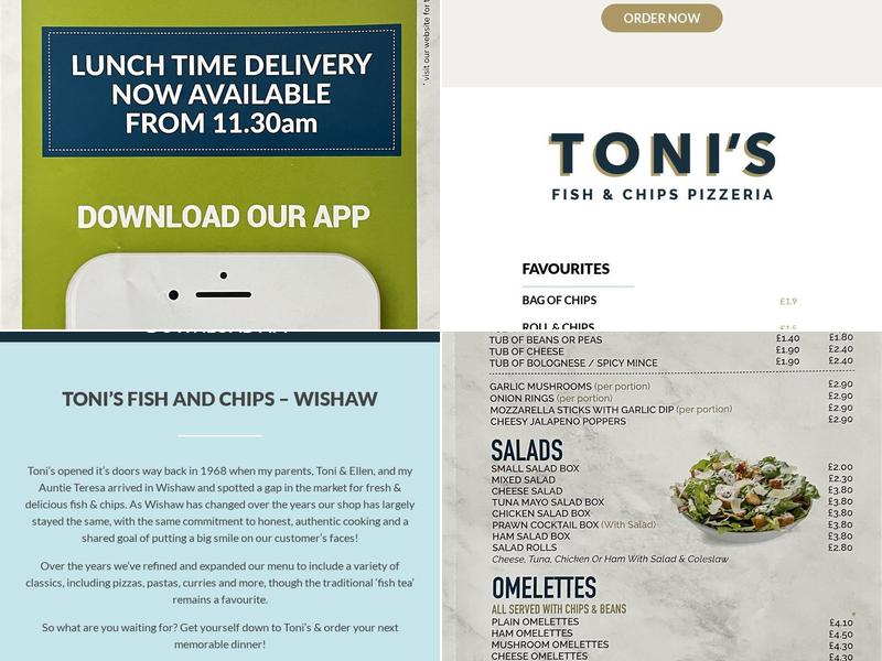 Toni's Fish and Chips - Wishaw Menu