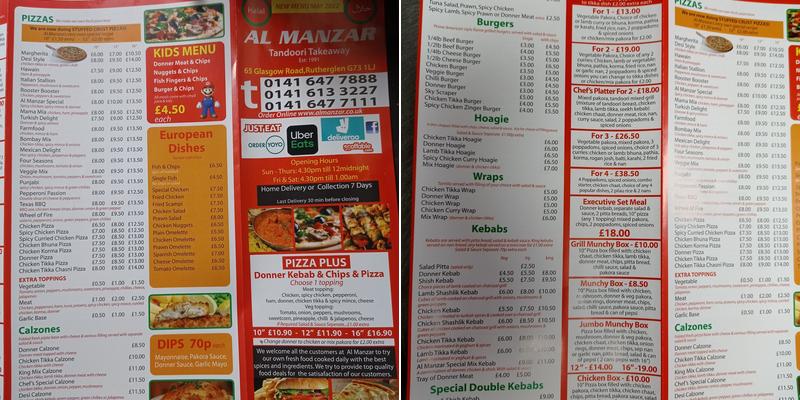 Al Manzar Rutherglen Menu