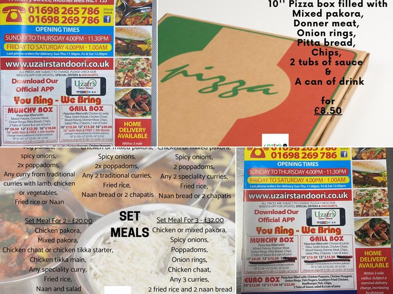 Uzairs Tandoori Takeaway Menu