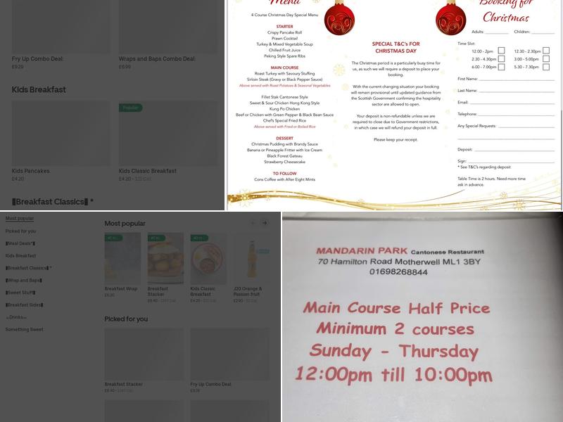 Mandarin restaurant Menu