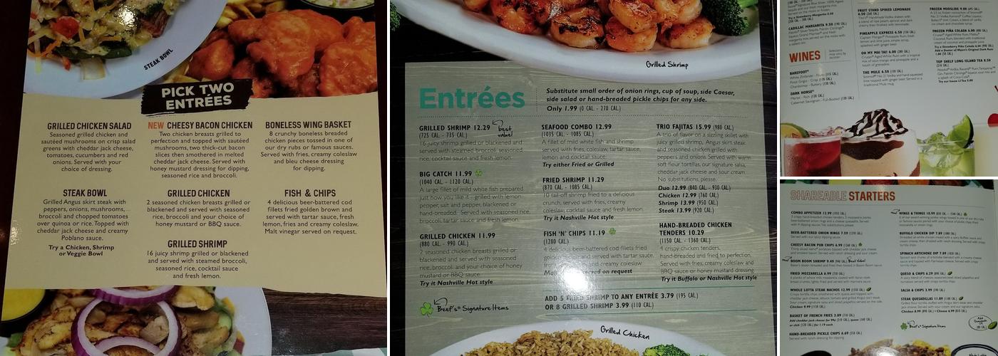 Beef 'O' Brady's Menu