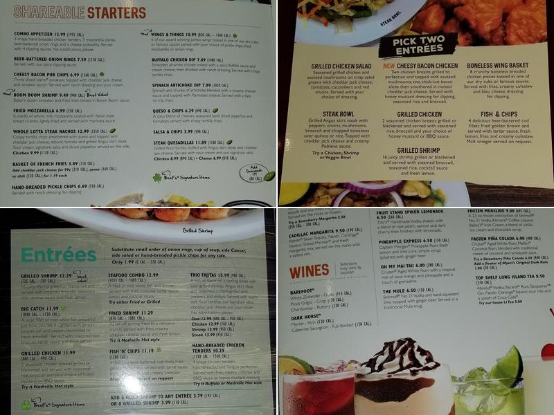 Beef 'O' Brady's Menu