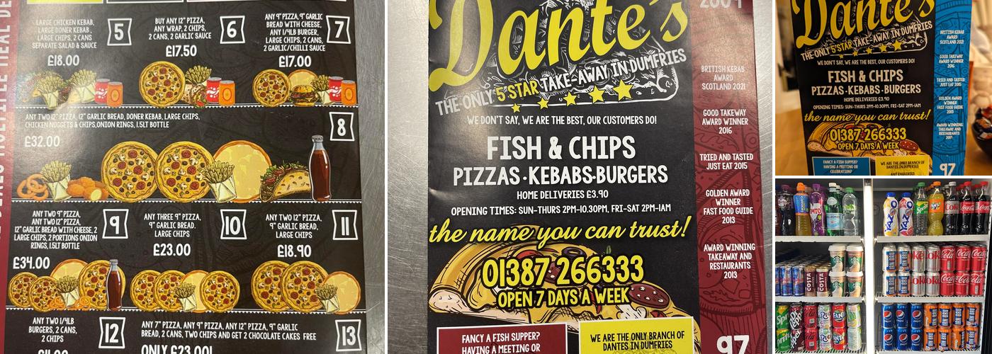 Dante's Fish Chips & Kebab Menu