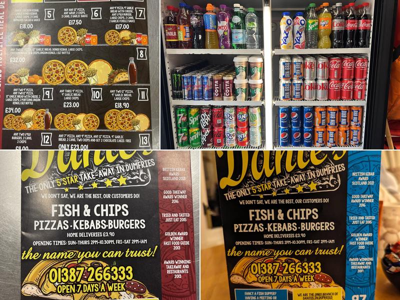 Dante's Fish Chips & Kebab Menu