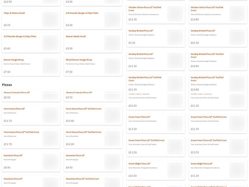 Volcano Takeaway Menu